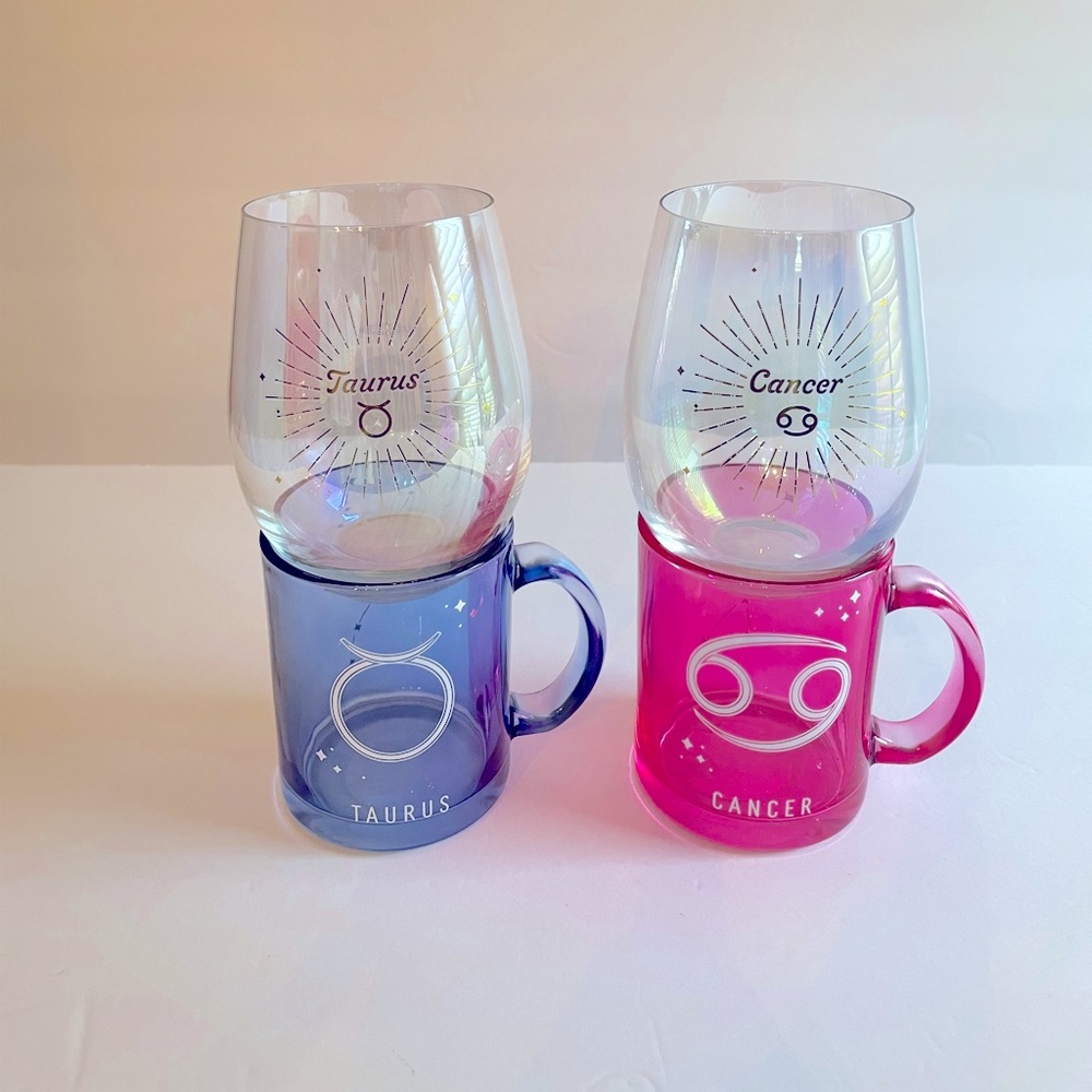 Cancer - Taurus zodiac glass set